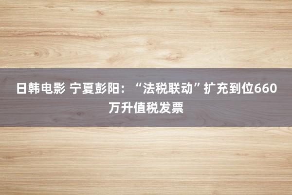 日韩电影 宁夏彭阳：“法税联动”扩充到位660万升值税发票