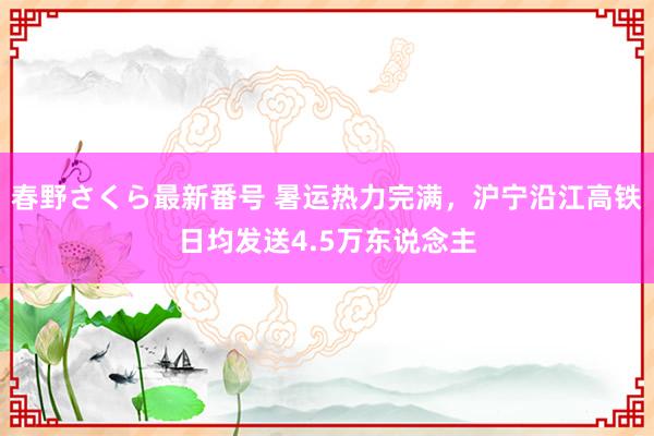 春野さくら最新番号 暑运热力完满，沪宁沿江高铁日均发送4.5万东说念主