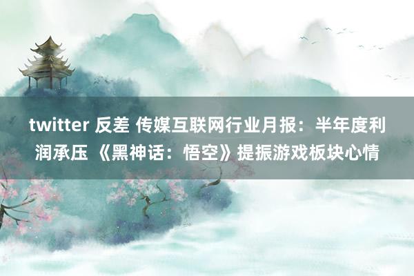 twitter 反差 传媒互联网行业月报：半年度利润承压 《黑神话：悟空》提振游戏板块心情